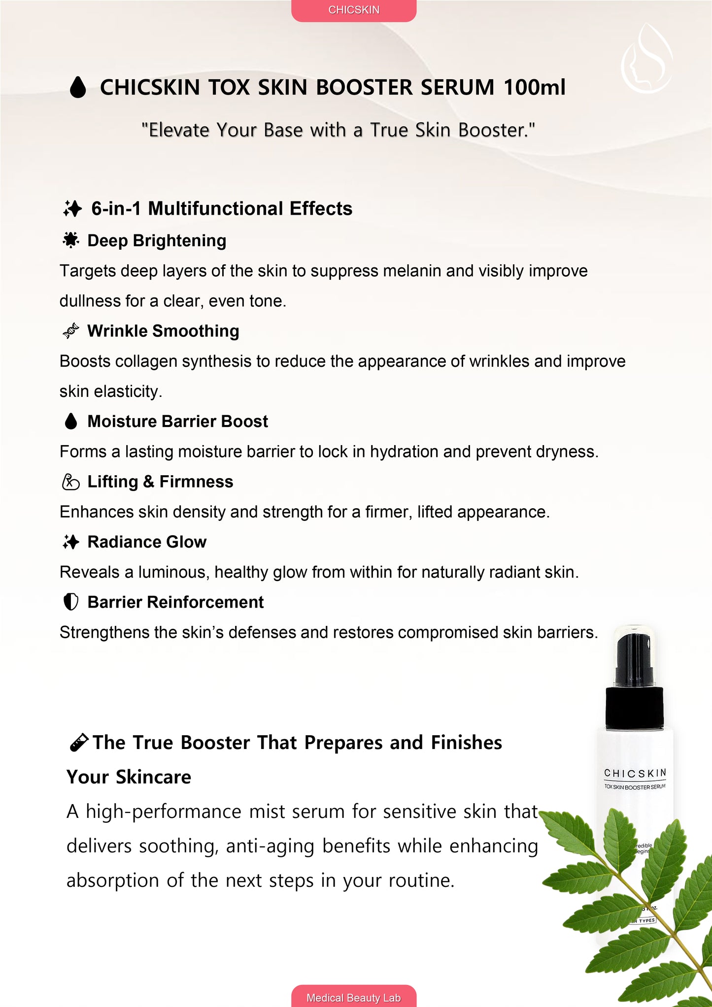 CHICSKIN 6in1 TOX Skin Booster Serum 100ml