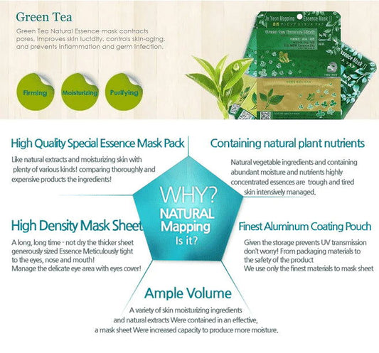 Ja Yeon Mapping Green Tea Purifying Mask (5 PCS) - Miessential