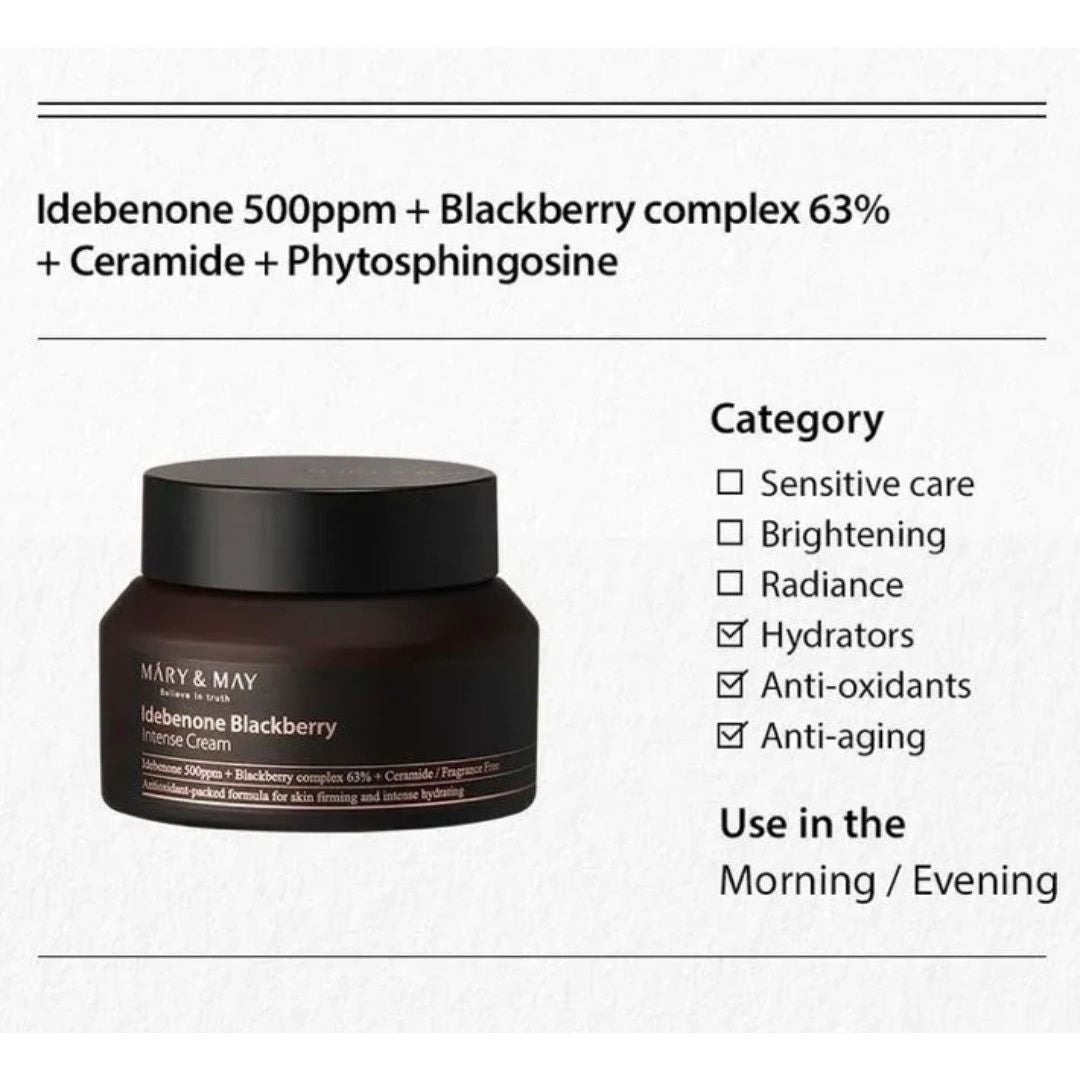 Mary&May Idebenone + Blackberry Intense Cream - Miessential