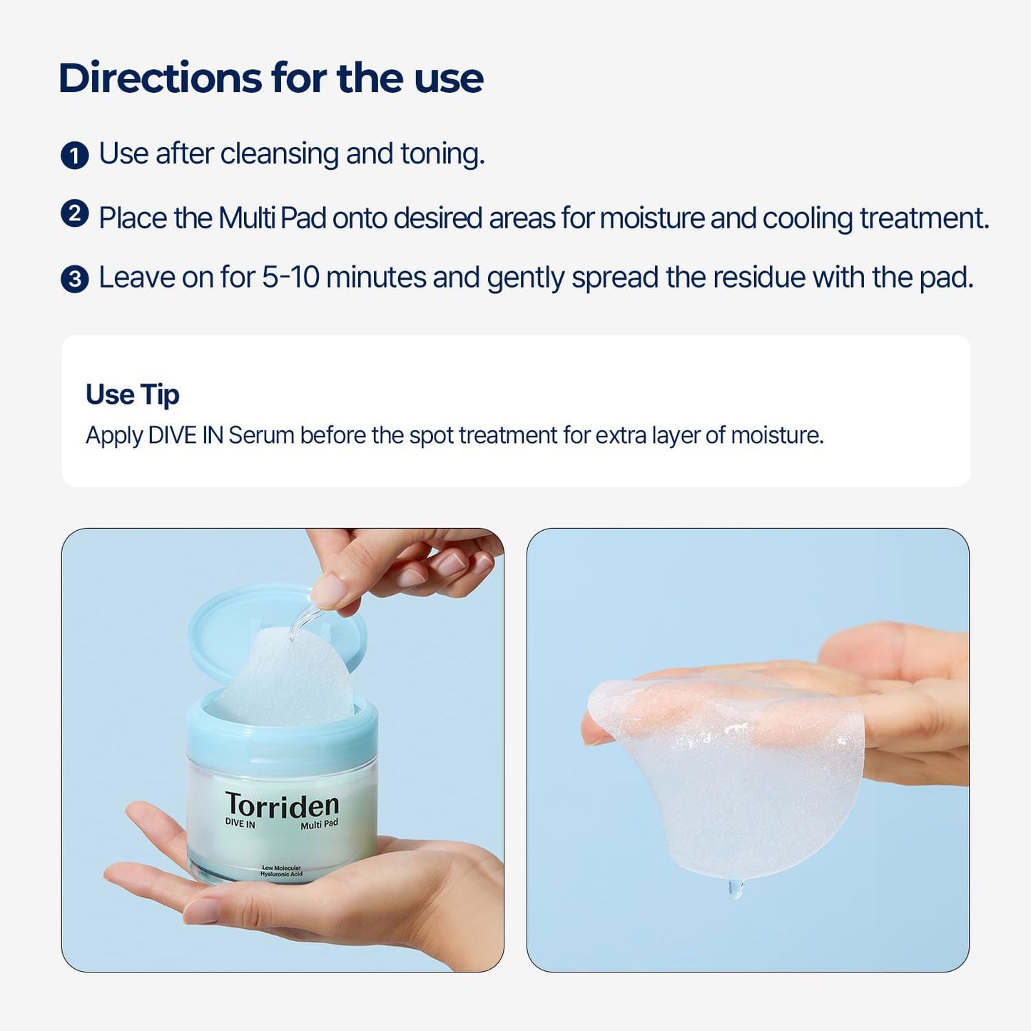 Torriden DIVE-IN Low Molecule Hyaluronic Acid Multi Pad - Miessential