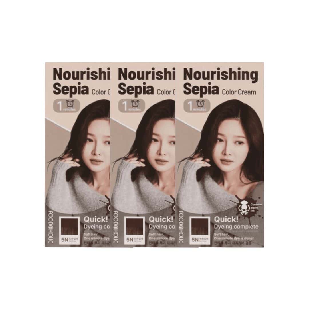 (3 Units) Foodaholic Nourishing Sepia 1 Min Hair Color 5N Dark Brown