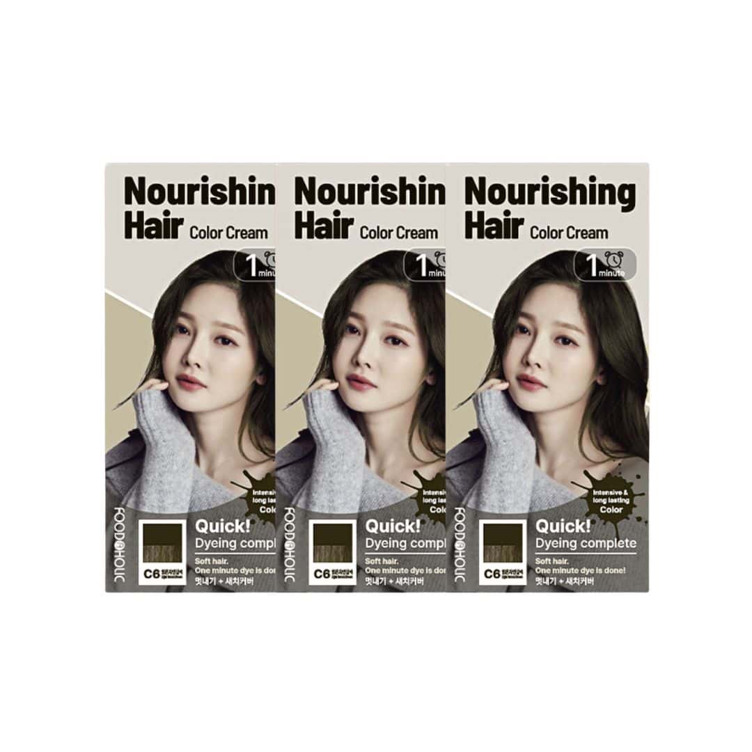 (3 Units) Foodaholic Nourishing Sepia 1 Min Hair Color C6 Light Natural Brown