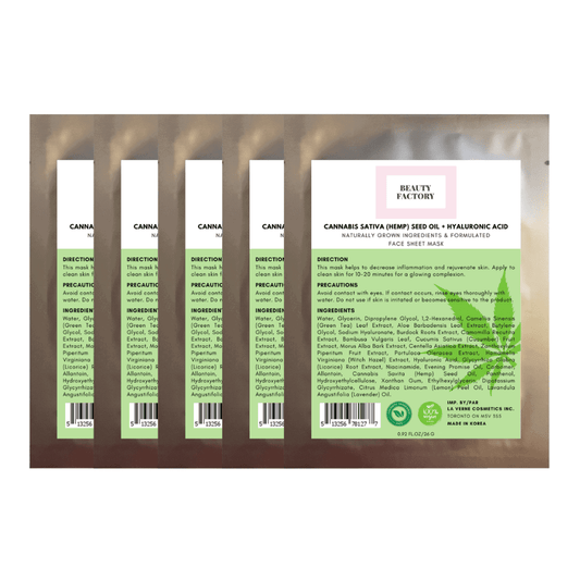 Beauty Factory Cannabis Sativa Seed Oil + Hyaluronic Acid Mask (5 PCS) - Miessential