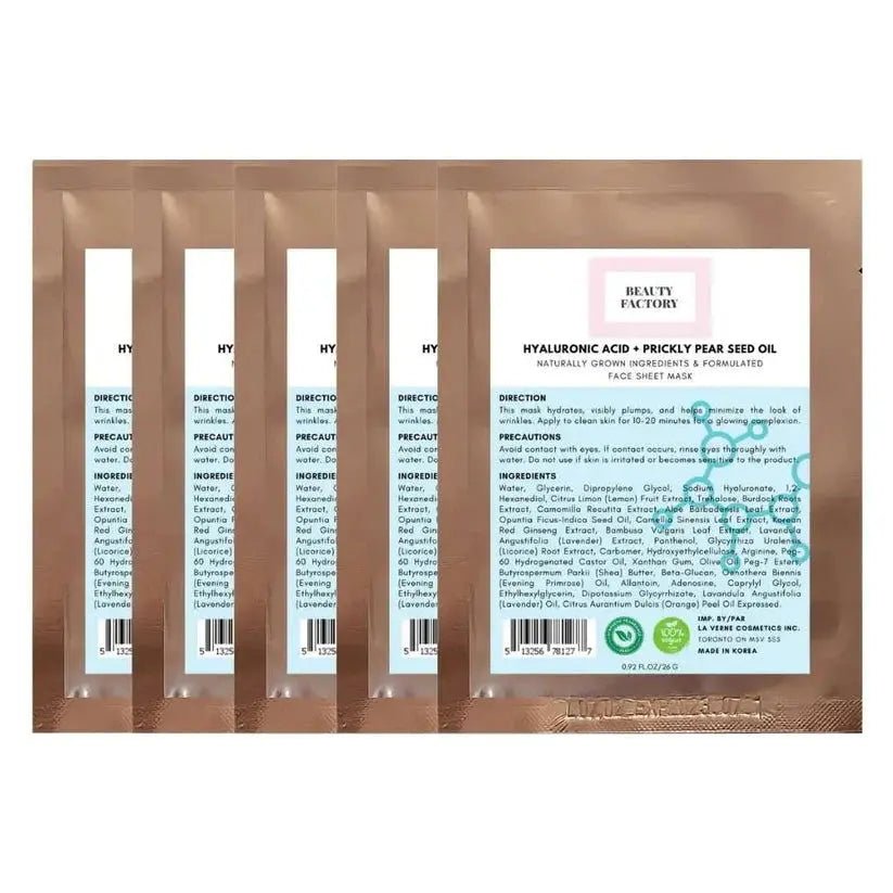 Beauty Factory Hyaluronic Acid + Prickly Pear Seed Oil Mask(5 PCS)