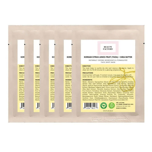 Beauty Factory Korean Citrus Junos Fruit + Shea Butter Mask(5 PCS) - Miessential
