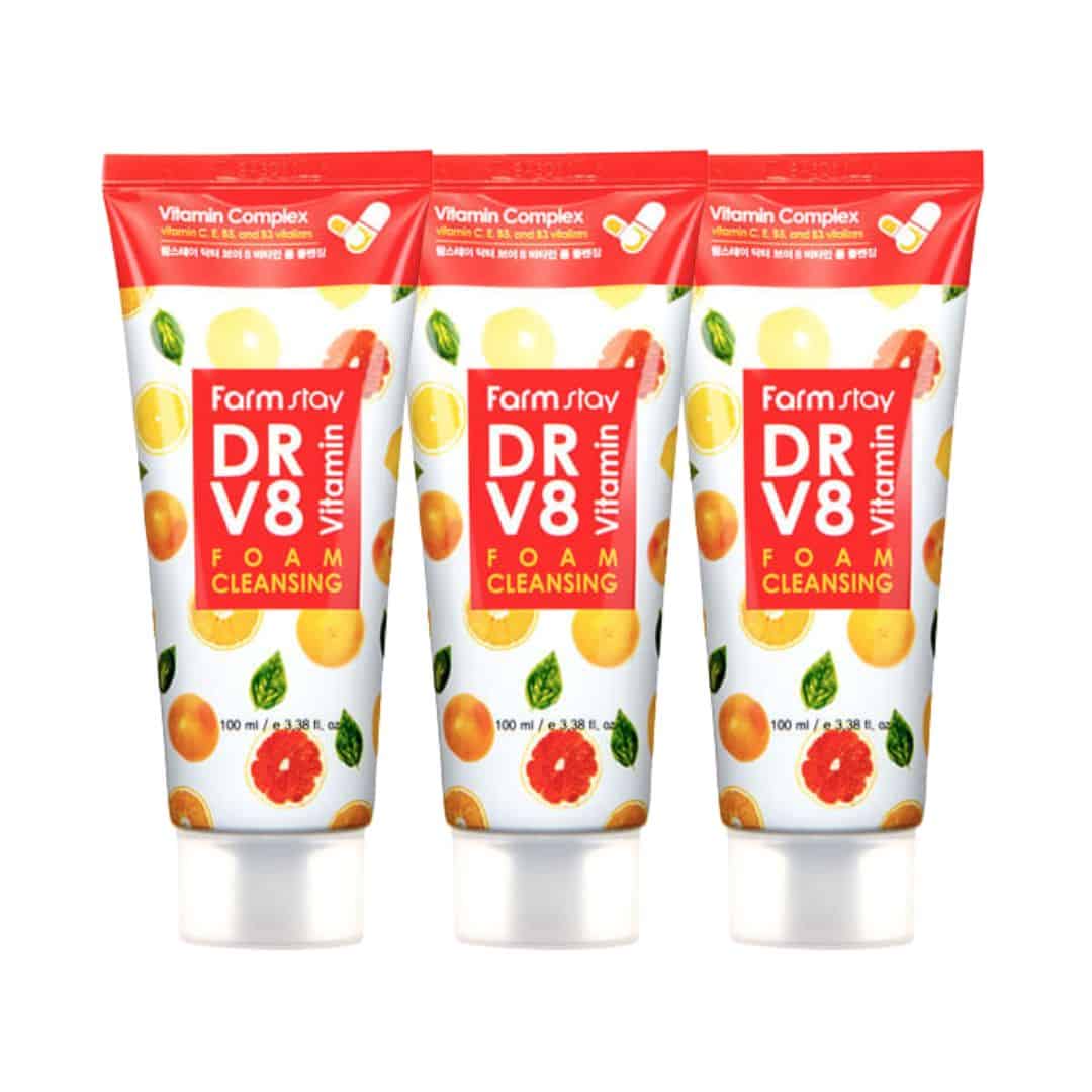 (Buy 2 Get 1 Free) Farmstay Dr. V8 Vitamin Foam Cleansing