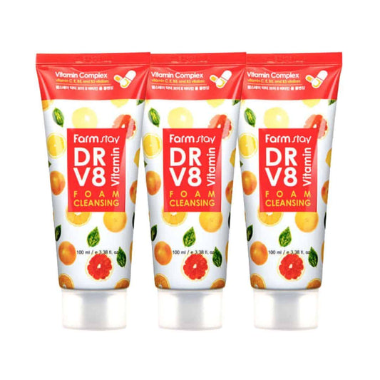 (Buy 2 Get 1 Free) Farmstay Dr. V8 Vitamin Foam Cleansing