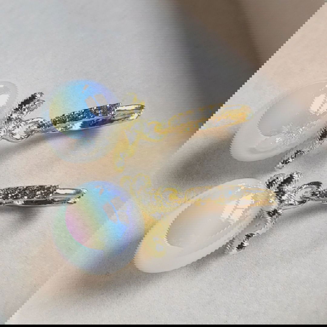 Faux Pearl Design Hoop Zinc Alloy Earrings - Miessential