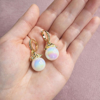 Faux Pearl Design Hoop Zinc Alloy Earrings - Miessential