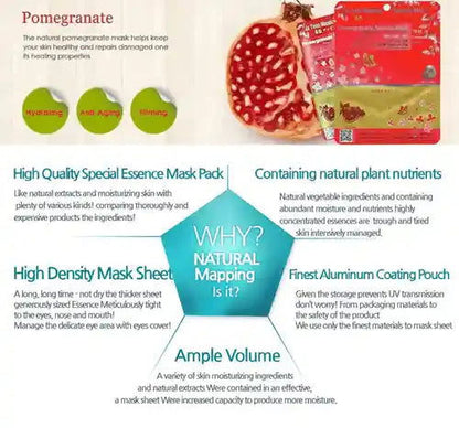 Ja Yeon Mapping Pomegranate Hydrating Mask (5 PCS) - Miessential