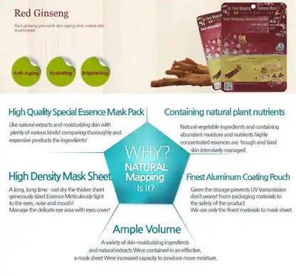 Ja Yeon Mapping Red Ginseng Anti-Inflammatory Mask (5 PCS) - Miessential