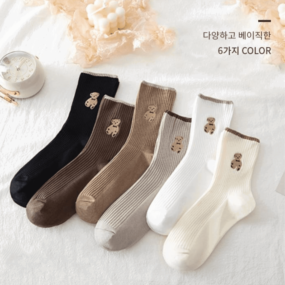 Mo & Joe Women's Teddy Bear Crew Socks (2 Pairs Set) - Miessential