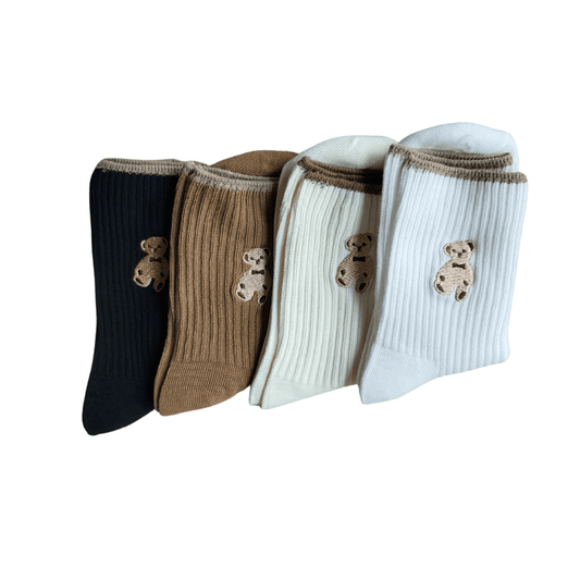 Mo & Joe Women's Teddy Bear Crew Socks (2 Pairs Set) - Miessential