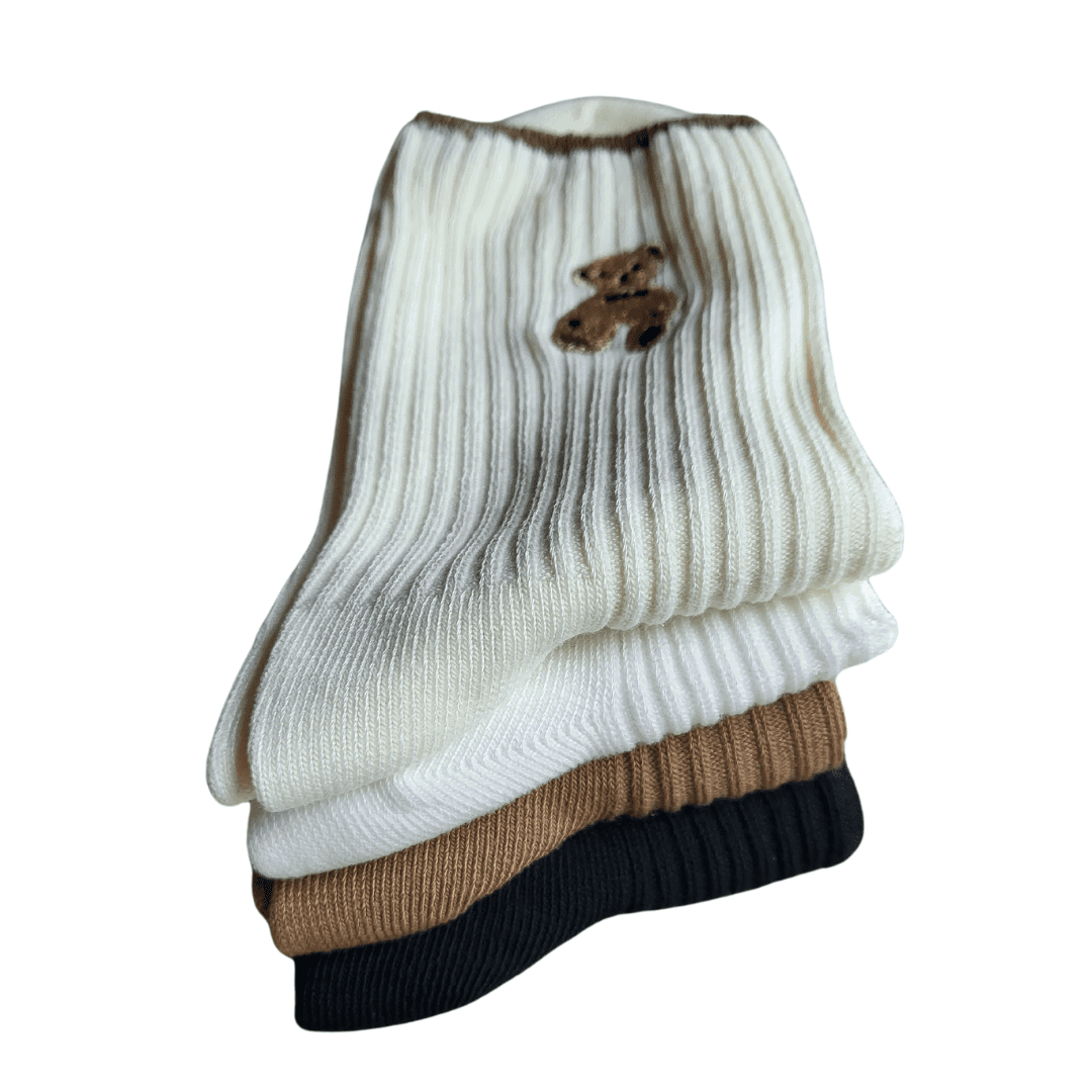 Mo & Joe Women's Teddy Bear Crew Socks (2 Pairs Set) - Miessential